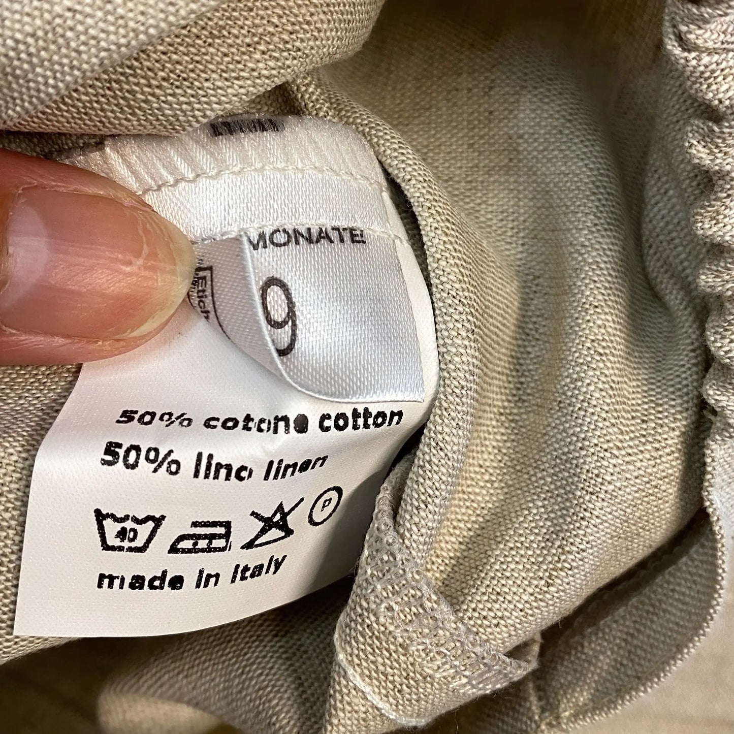 Completo bambina 9-12 mesi con top a righe e pantalone in lino – Offerta Outlet