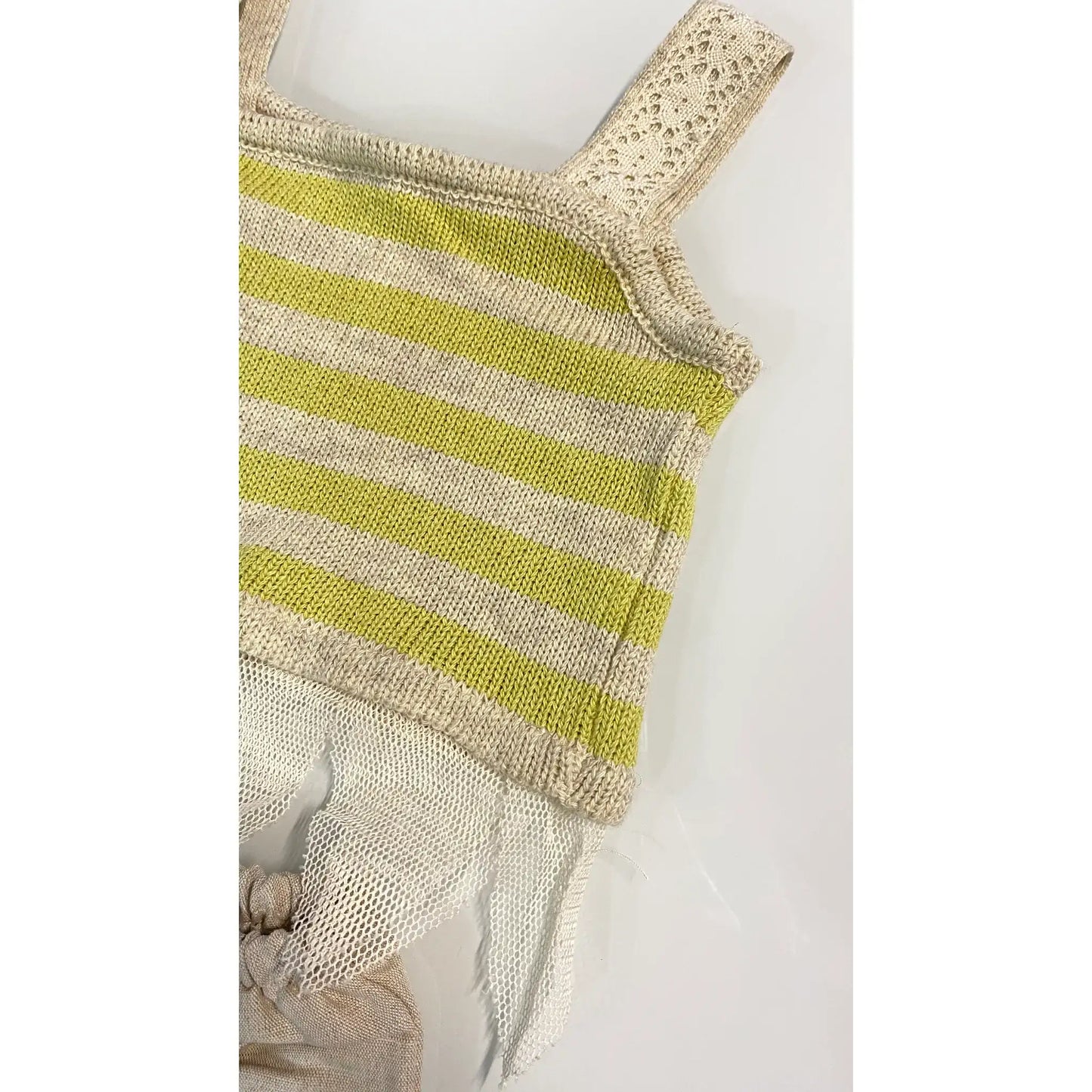 Completo bambina 9-12 mesi con top a righe e pantalone in lino – Offerta Outlet
