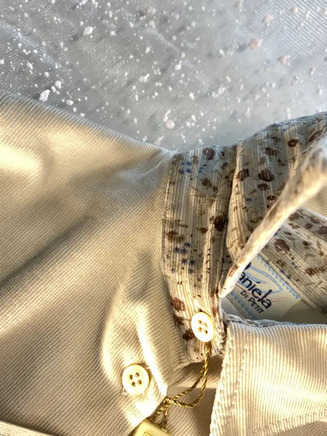 Completo camicia pantalone in velluto a coste per bambina