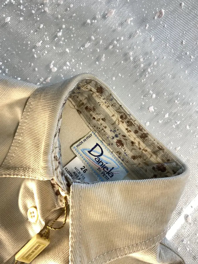 Completo camicia pantalone in velluto a coste per bambina