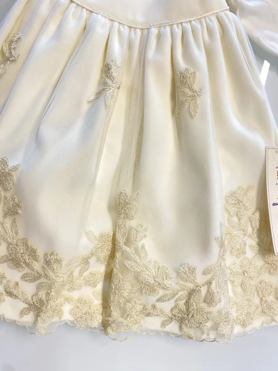 Abito battesimale in velluto panna e dorato