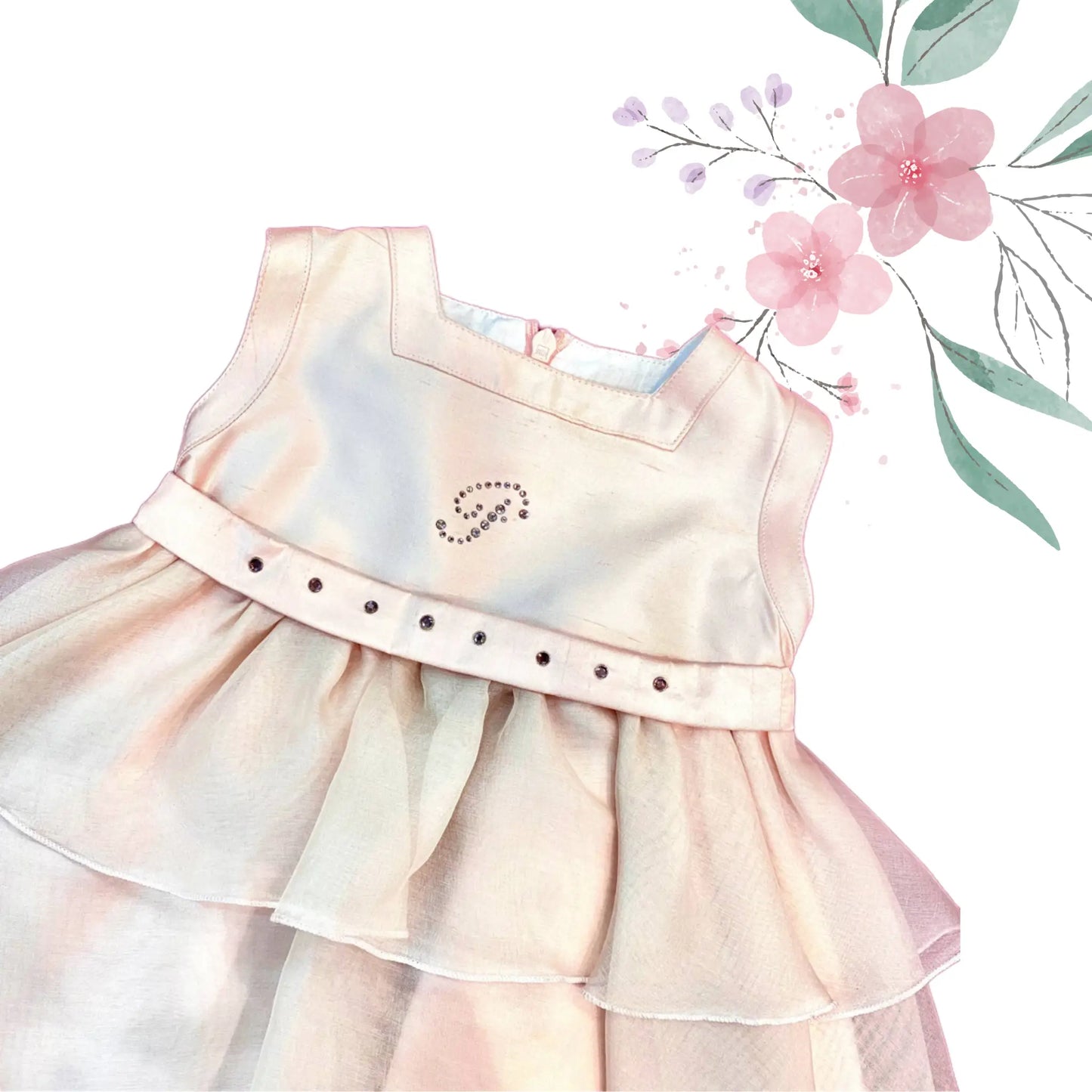 Abito da battesimo per bimba 6-9 mesi rosa cipria