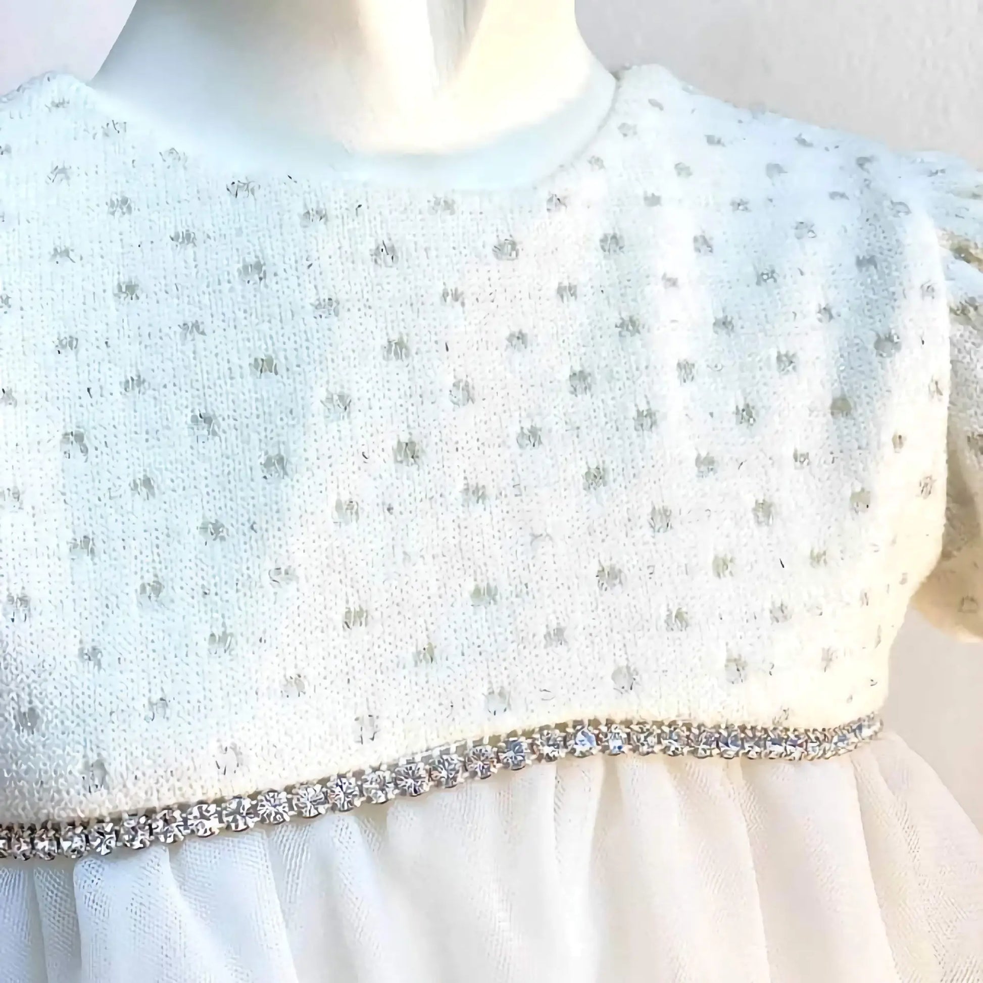 Abito da battesimo con corpetto in lana per bambina