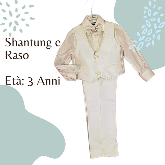 Abito da cerimonia 3 anni in shantung di cotone color panna