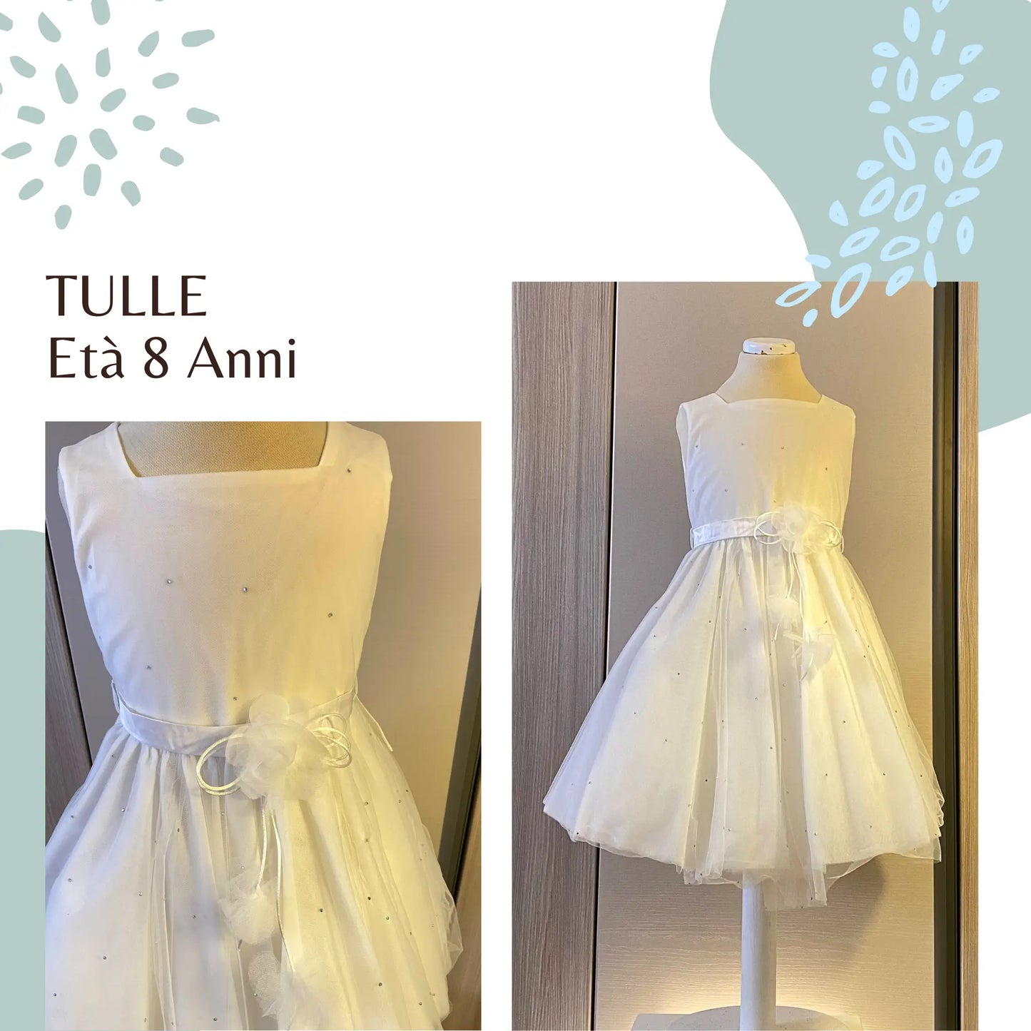 Abito da cerimonia per damigella matrimonio. Bambina 8 anni