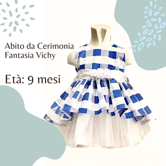 Abito da cerimonia fantasia vichy per neonata di 9 mesi