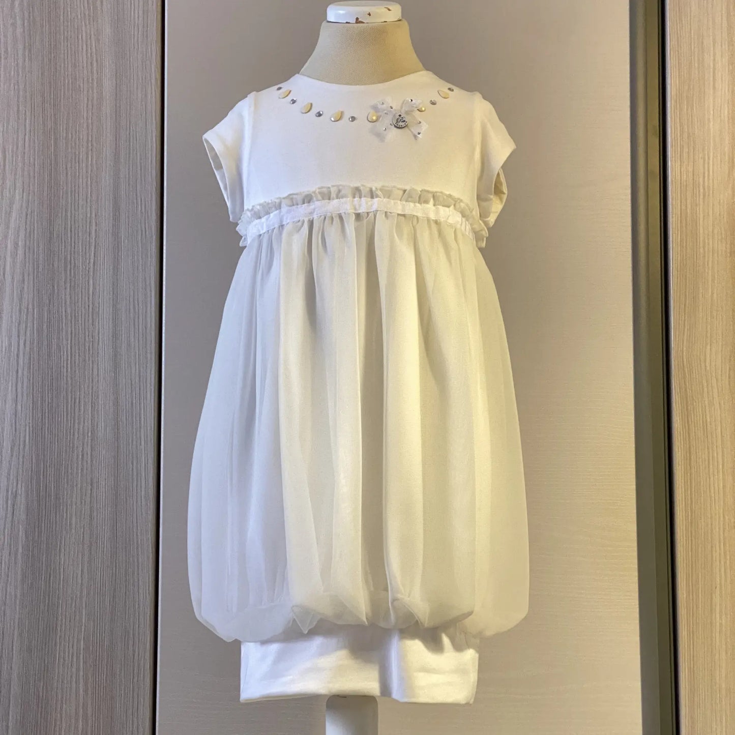 Abito da cerimonia a palloncino bianco per bambina