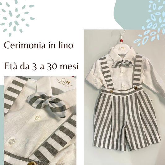 Abito completo cerimonia in lino per bambino da 3 a 30 mesi