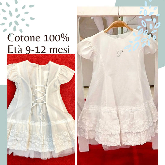 Abito in cotone elegante per bambina di 9 o 12 mesi