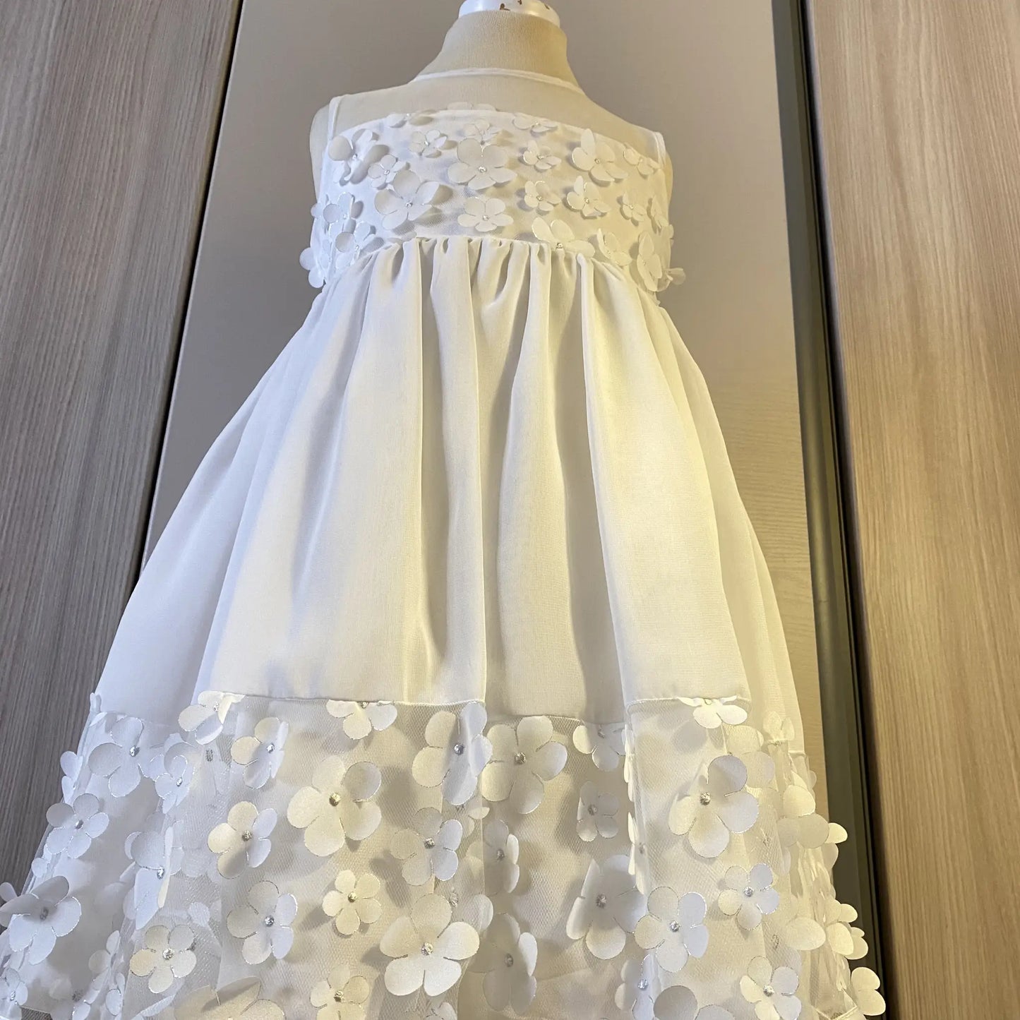 Abito da damigella per bambina di 5 anni con fiori applicati