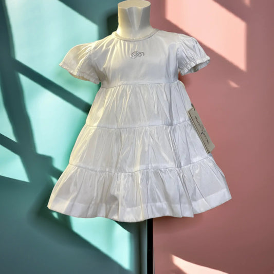 Abito elegante effetto seta bianca 9-12 mesi