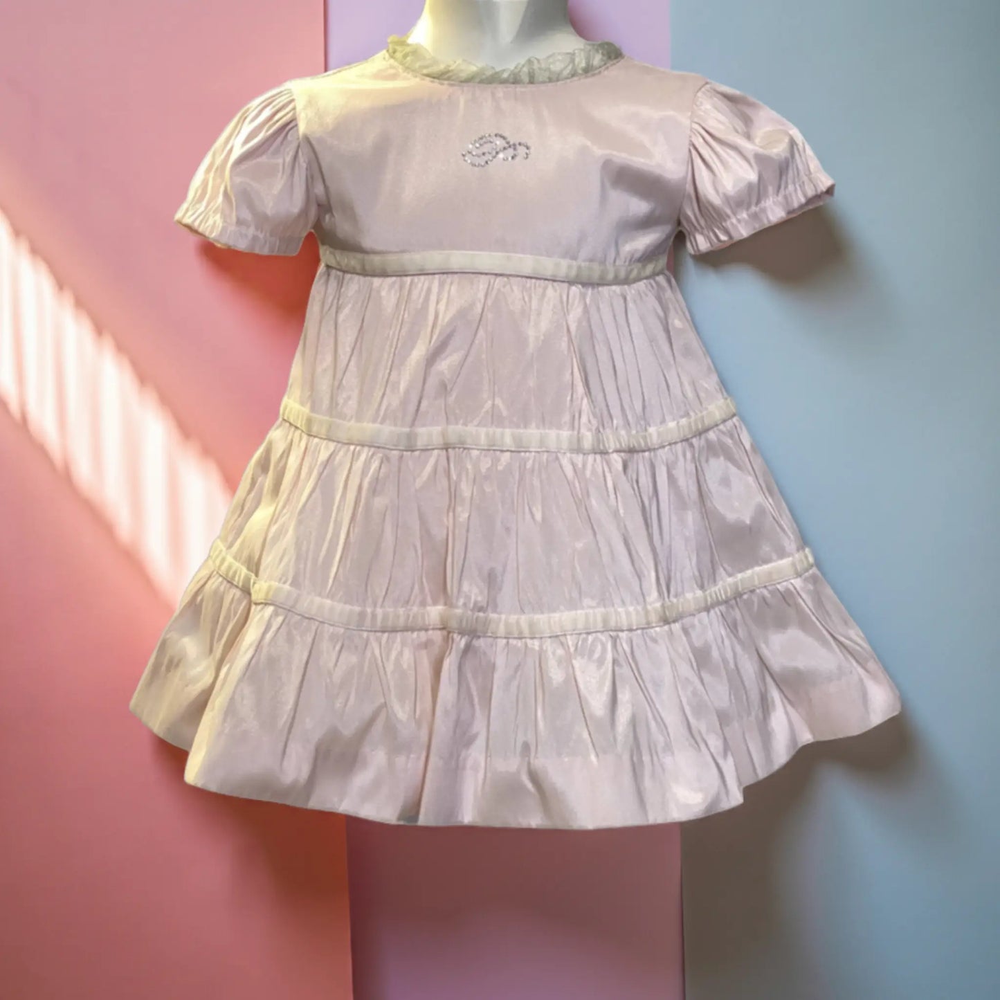Abito elegante effetto seta rosa 3-6 mesi