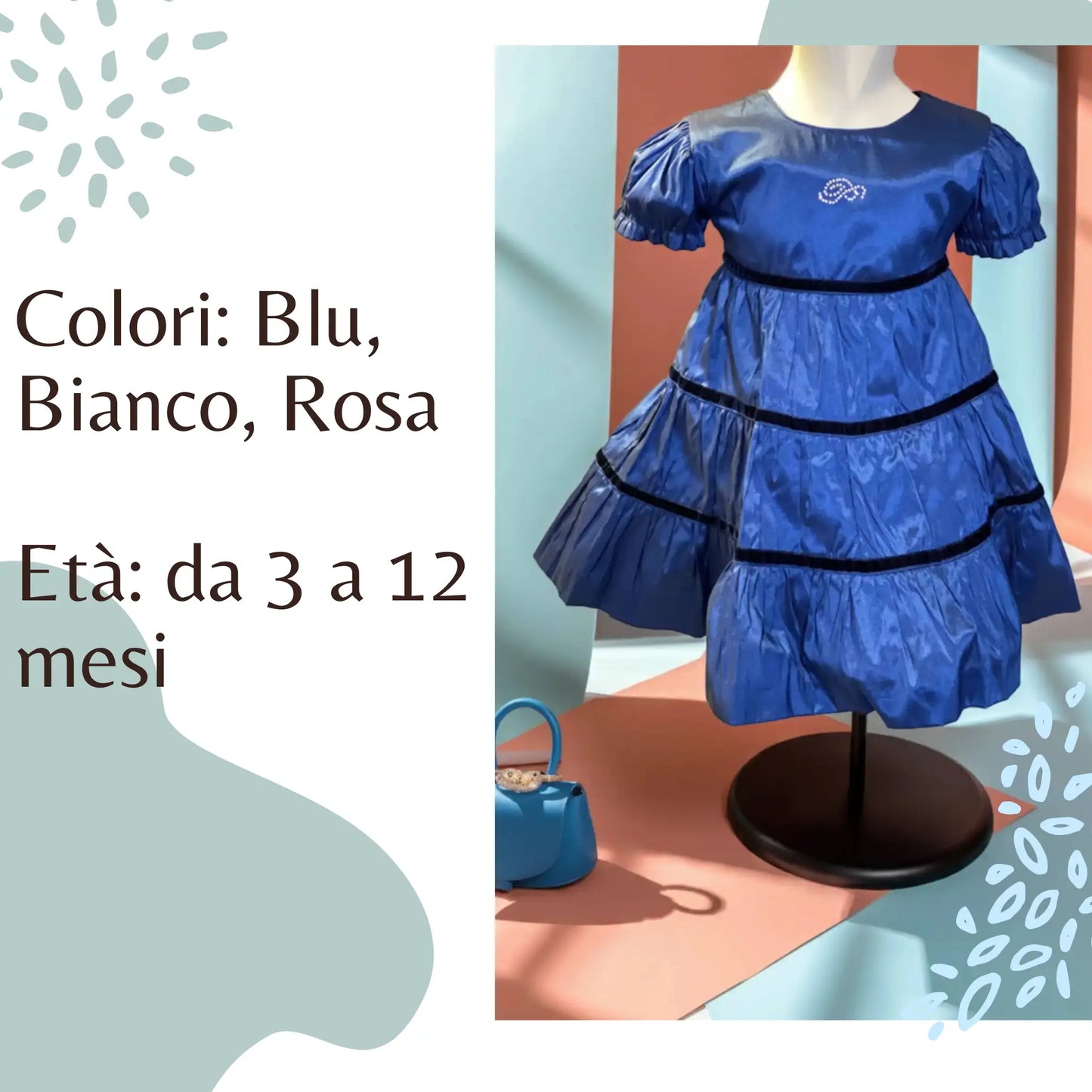 Abito elegante effetto seta in tessuto lucido per neonata