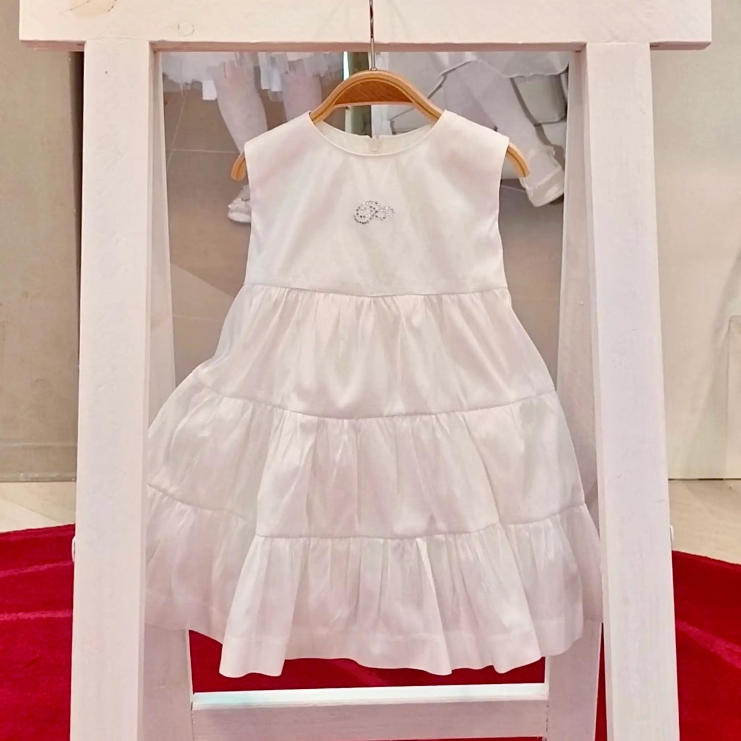 Abito elegante neonata 6-9 mesi bianco senza manica