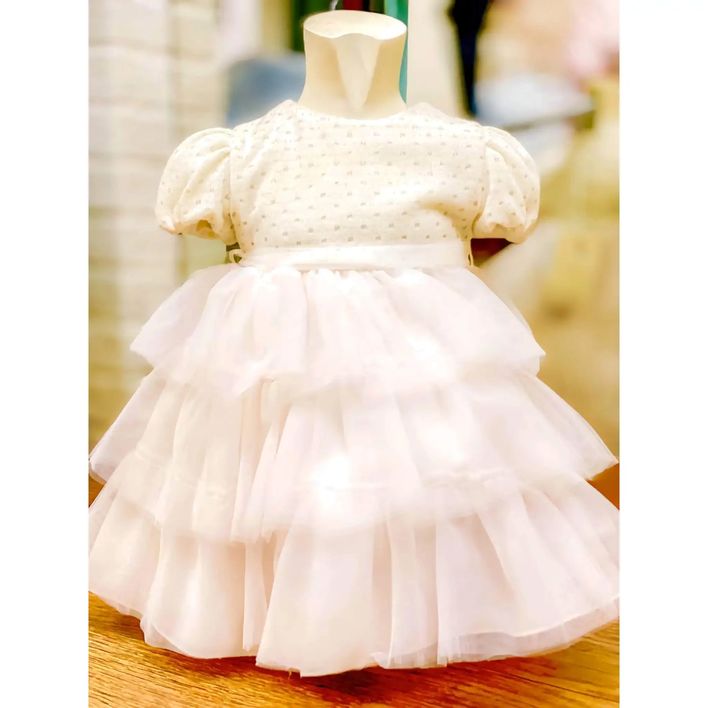 Abito in lana e tulle per battesimo bimba