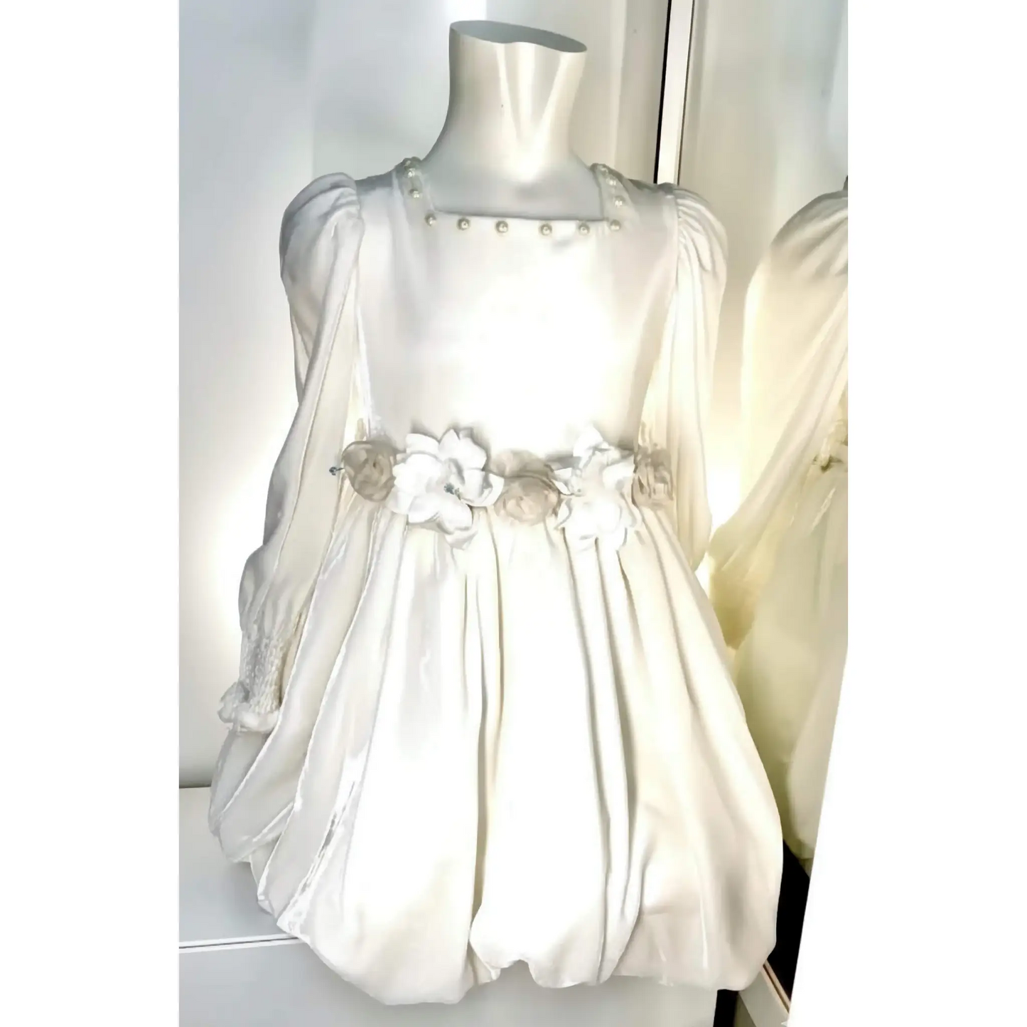 Abito in velluto bianco per cerimonia bambina