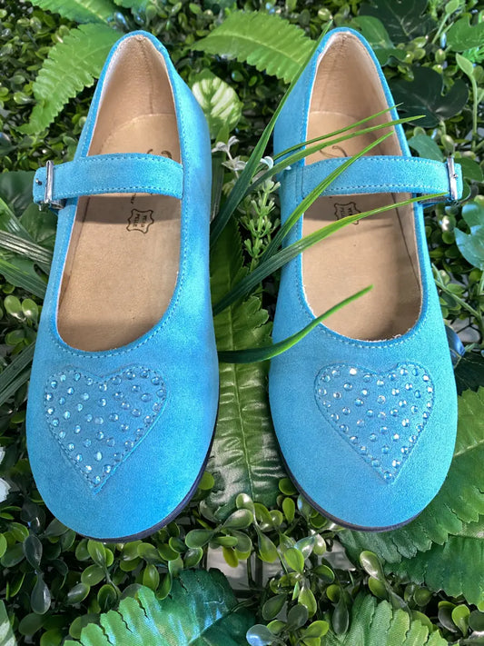 Ballerine scamosciate azzurre per bambina