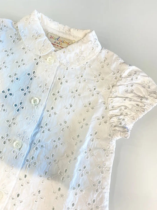 Camicia estiva in cotone traforato per neonata