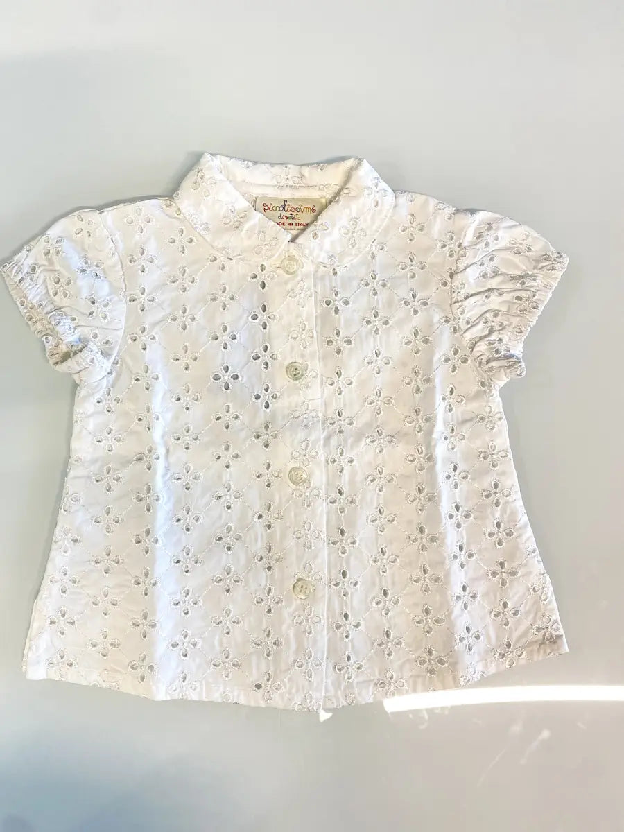 Camicia estiva in cotone traforato per neonata
