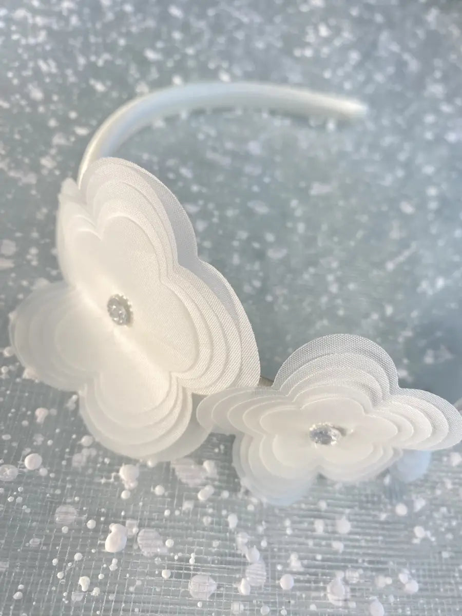 Cerchietto bianco da cerimonia per bambina