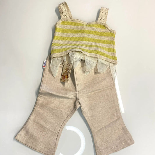 Completo bambina 9-12 mesi con top a righe e pantalone in lino – Offerta Outlet