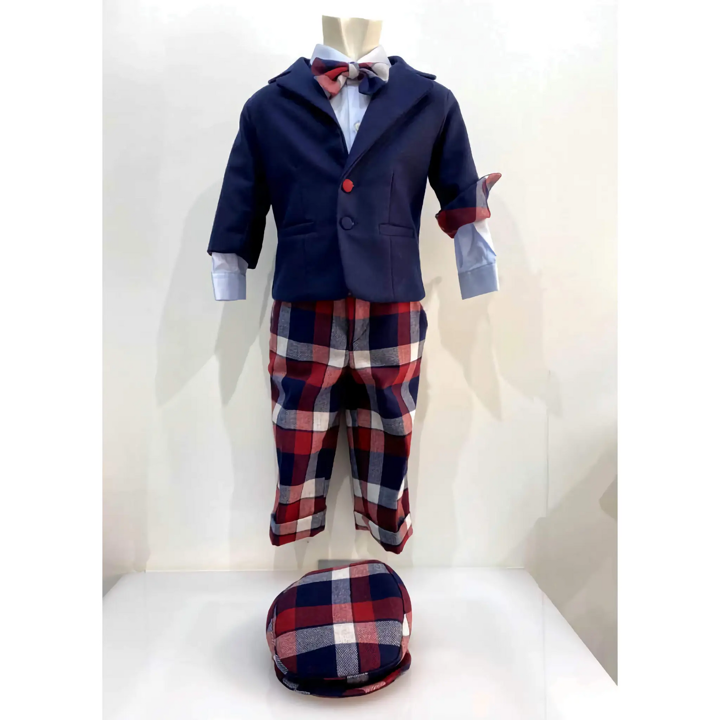Abito da battesimo tartan rosso per 6, 12 e 18 mesi