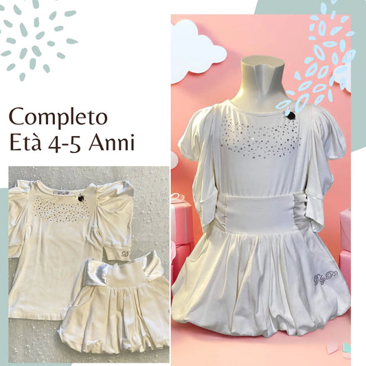 Completo bimba gonna e maglia colore bianco