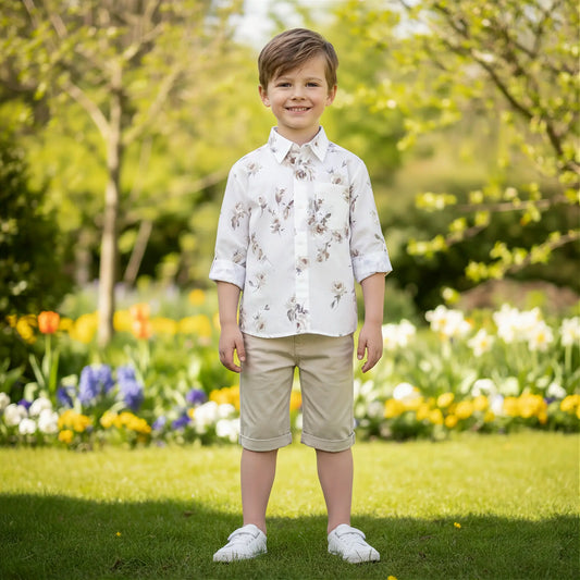 Completo camicia e bermuda per cerimonia primavera estate in sconto outlet