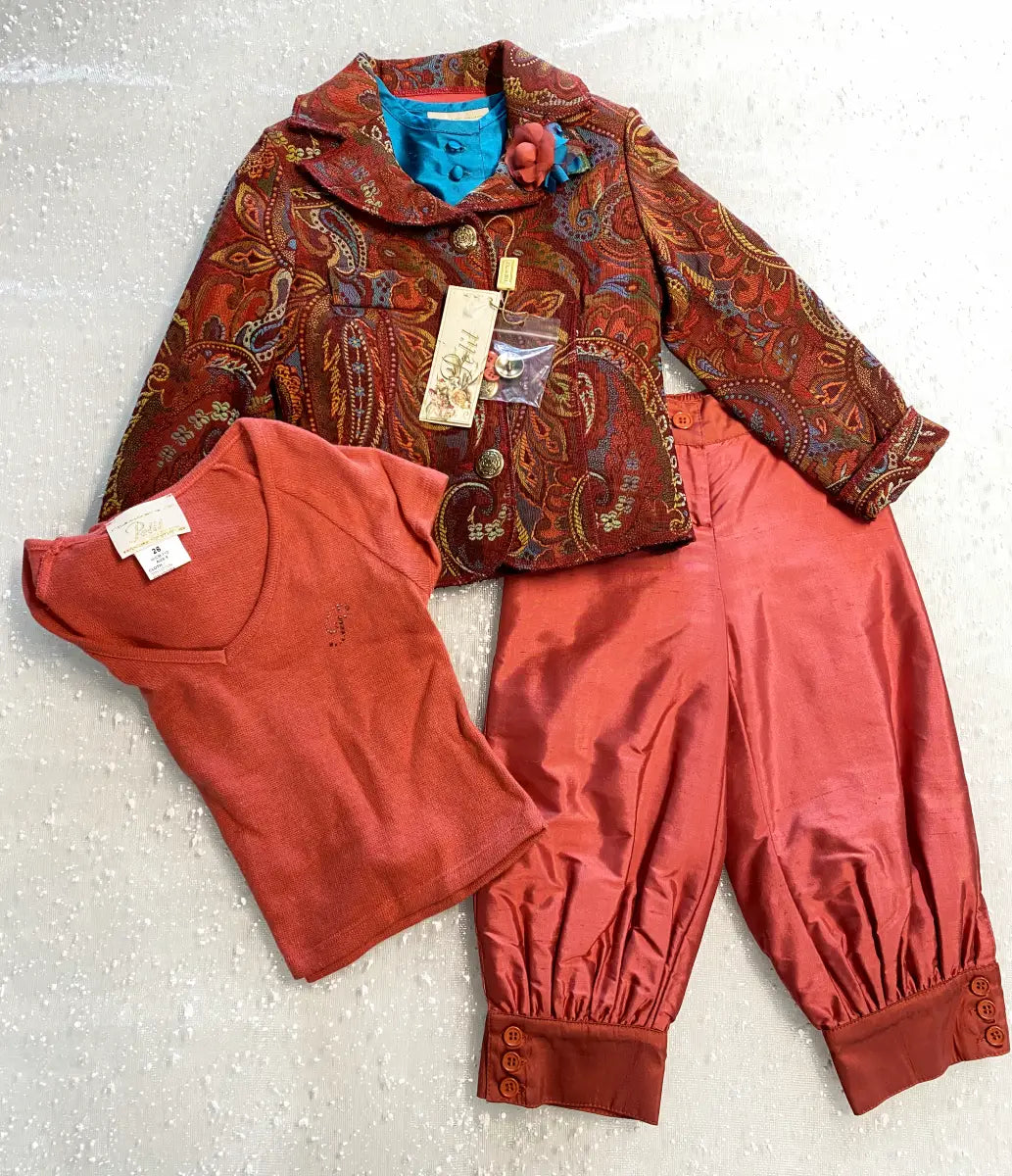 Completo da cerimonia broccato 4 pezzi per bambina