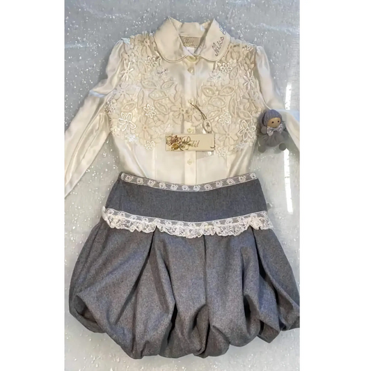 Completo elegante camicia e gonna per bambina