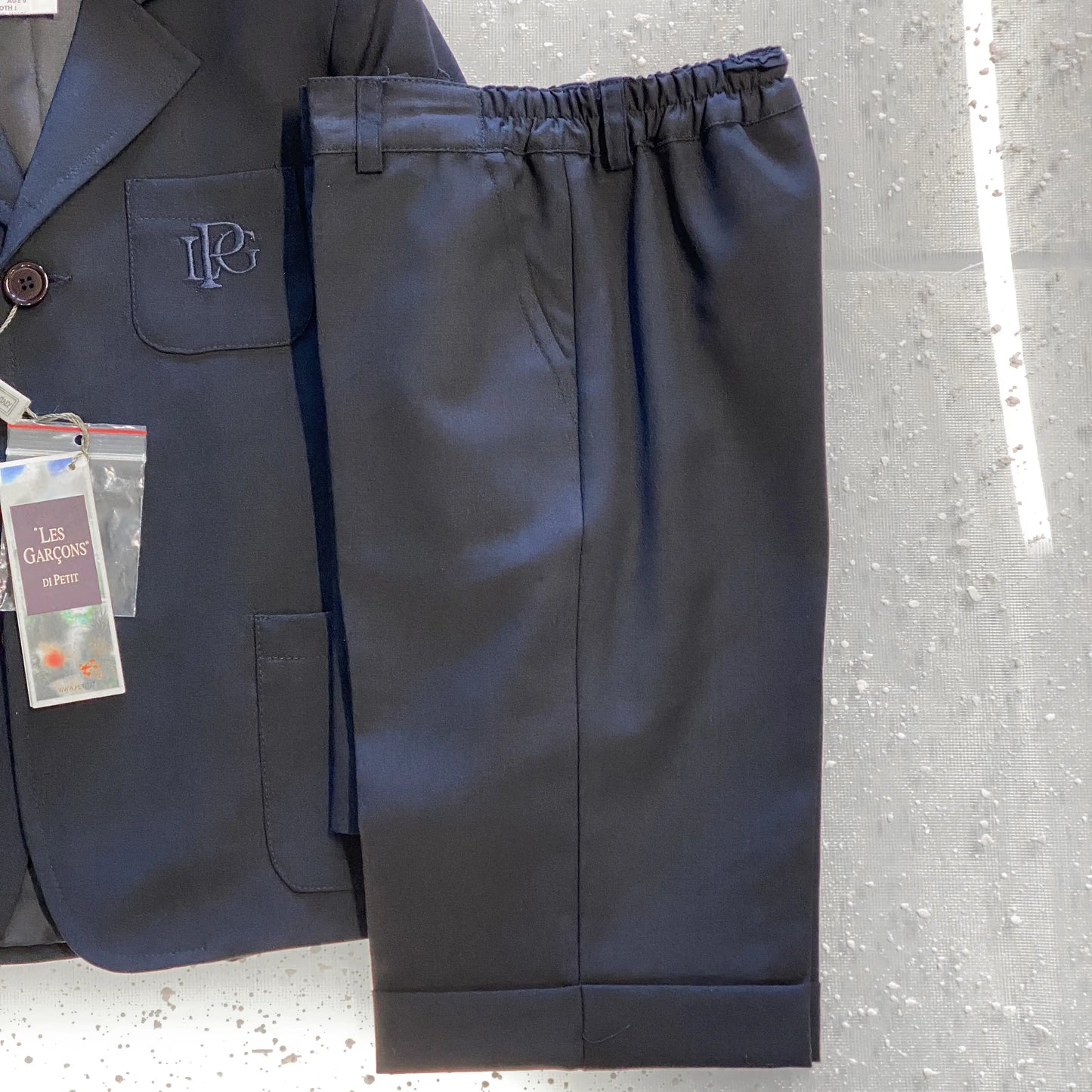 Completo giacca e bermuda blu per bambino 5 anni
