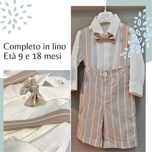 Completo in lino per battesimo estivo bambino