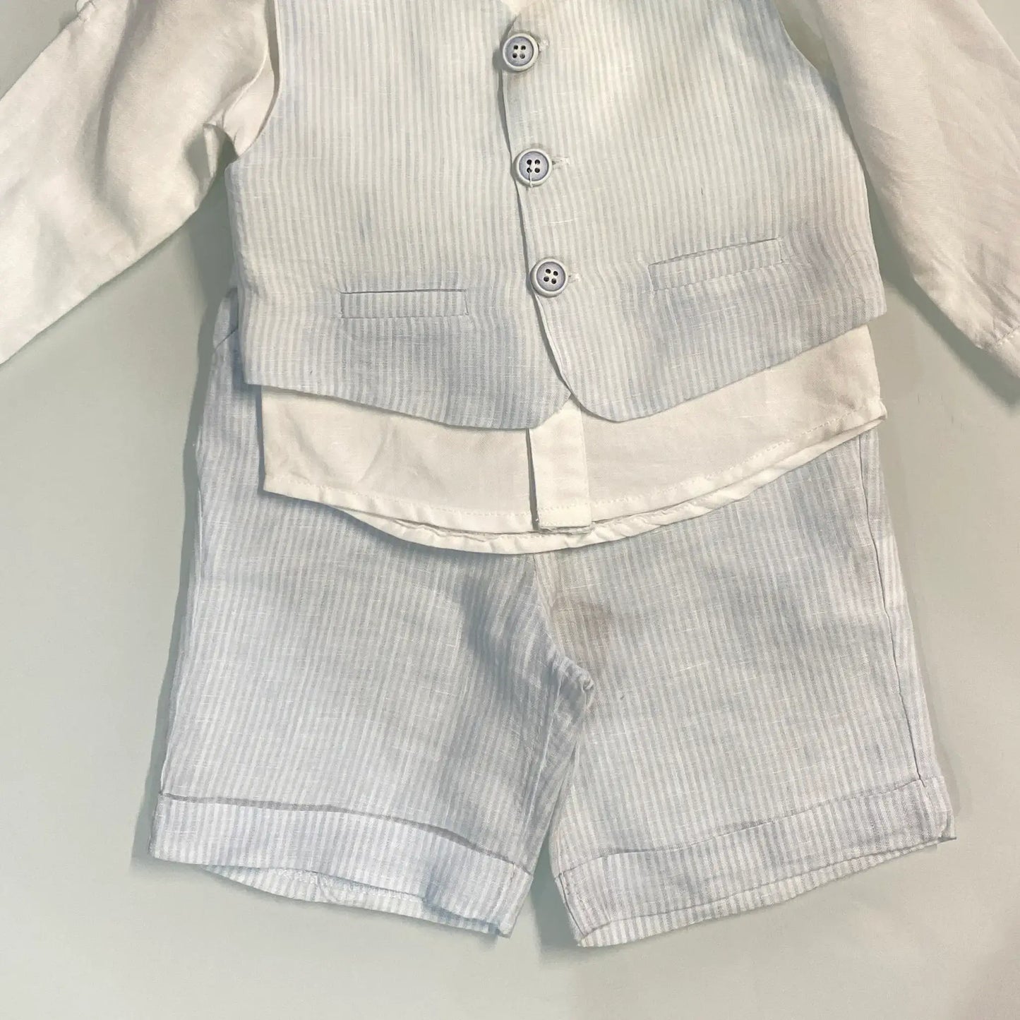 Completo in lino con bermuda per neonato