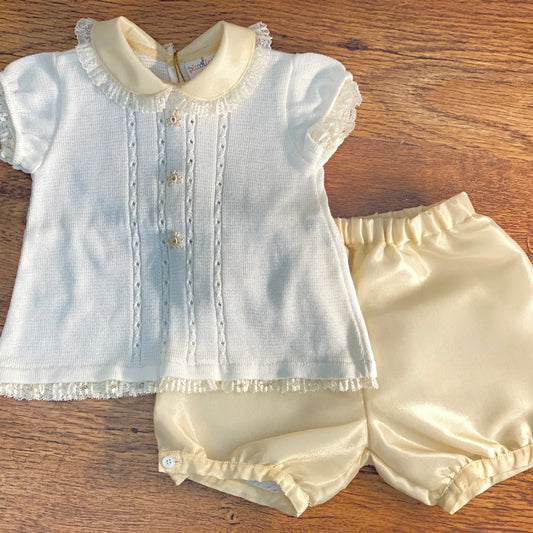 Completo da neonato coprifasce e culotte in seta e cotone