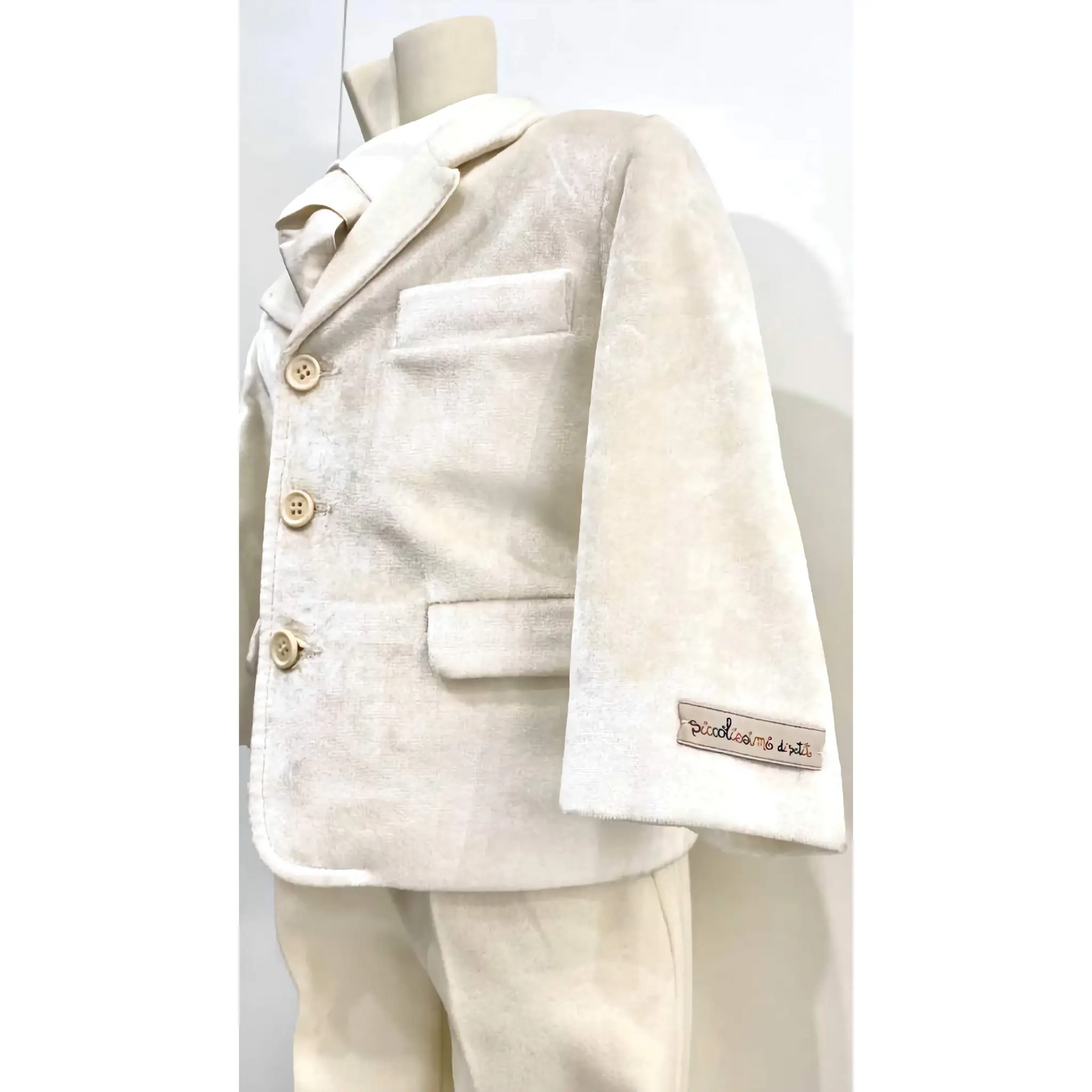 Completo da neonato in velluto bianco per battesimo