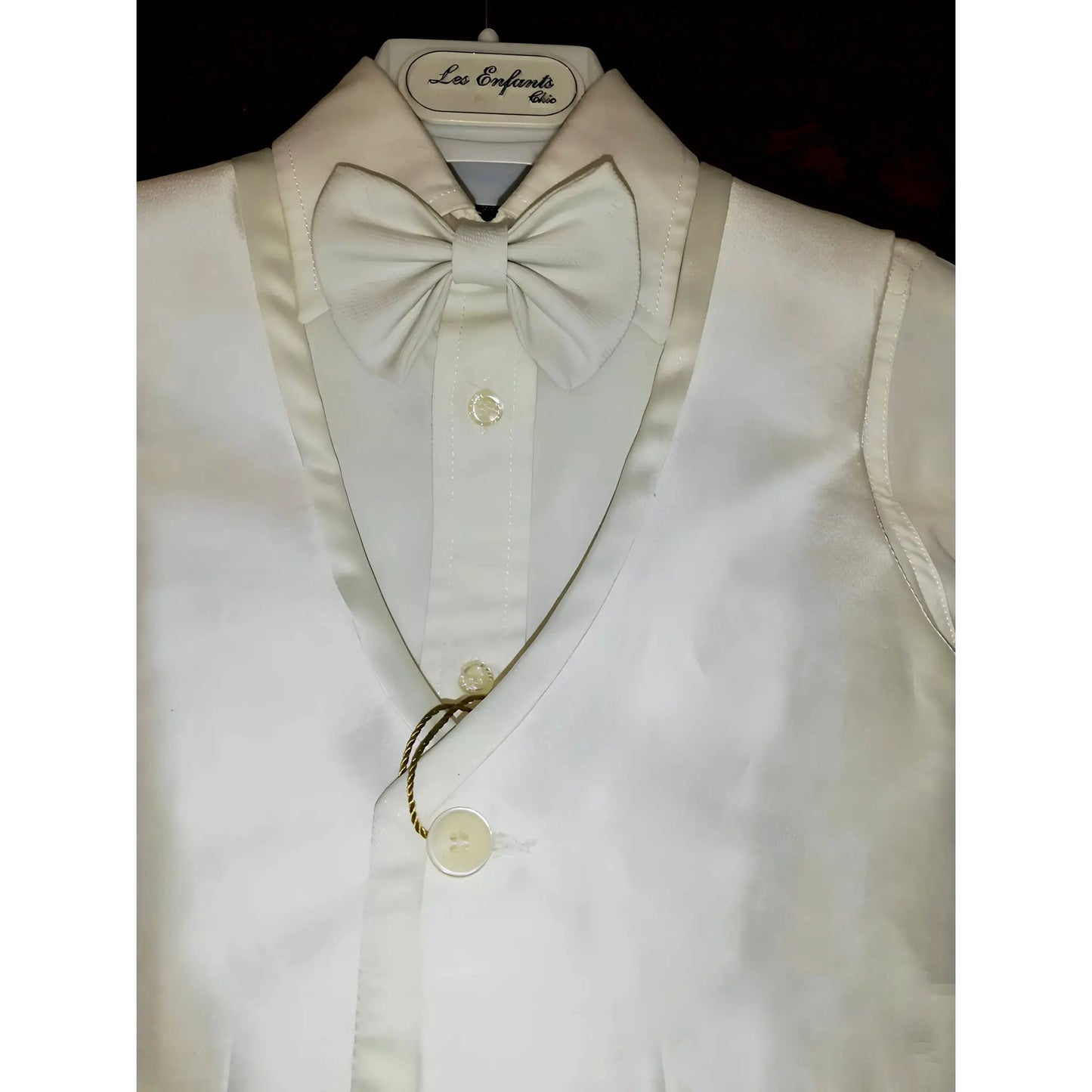 Completo paggetto 3 anni bianco panna in cotone e raso