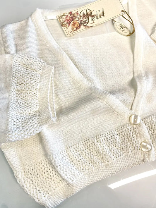 Giacchino punzonato corto in cotone per bambina