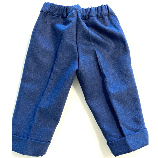 Pantalone blu elegante da neonato in misto lana