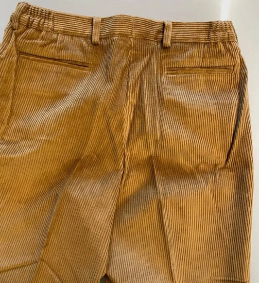 Pantalone taglia comfort per bambino. Velluto marrone chiaro con coste