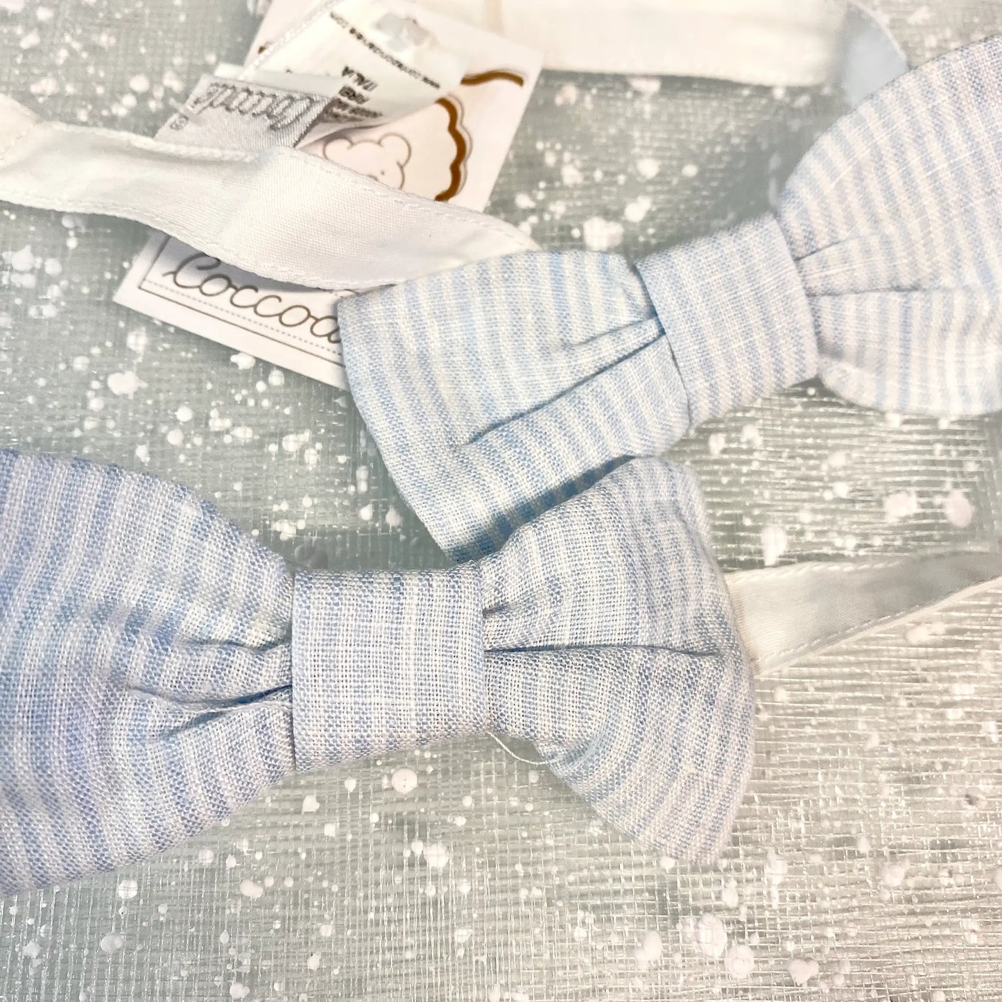 Papillon in lino a righe celesti per neonato