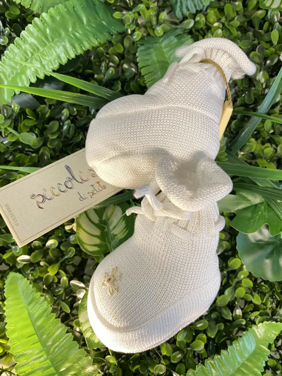 Scarpette in filo di cotone da culla unisex