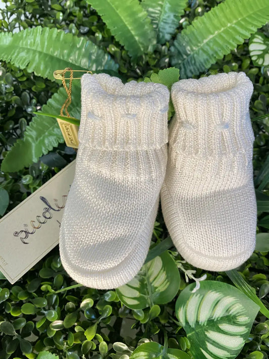 Scarpette in filo di cotone con dettagli azzurri