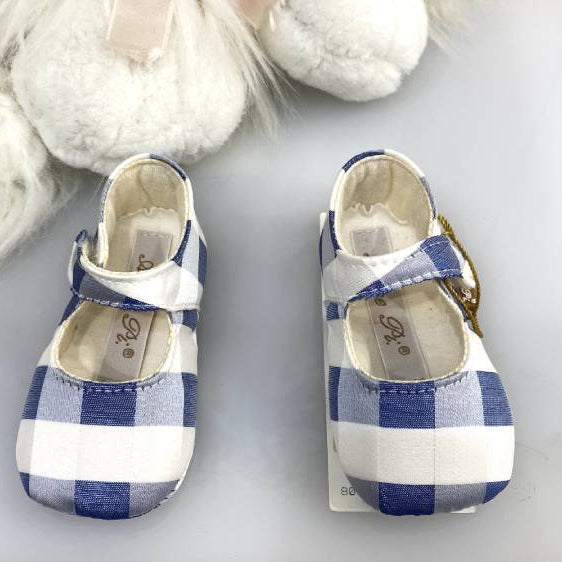scarpe fantasia bianco e blu