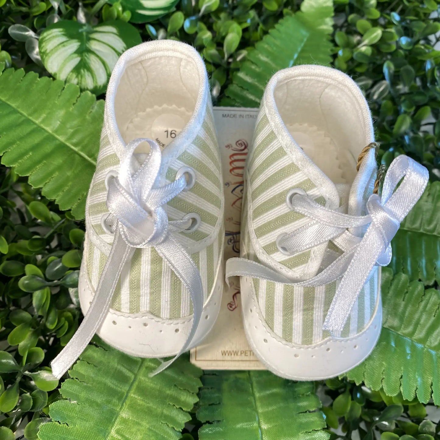 Scarpette polacchine estive per neonato bianche e verdi