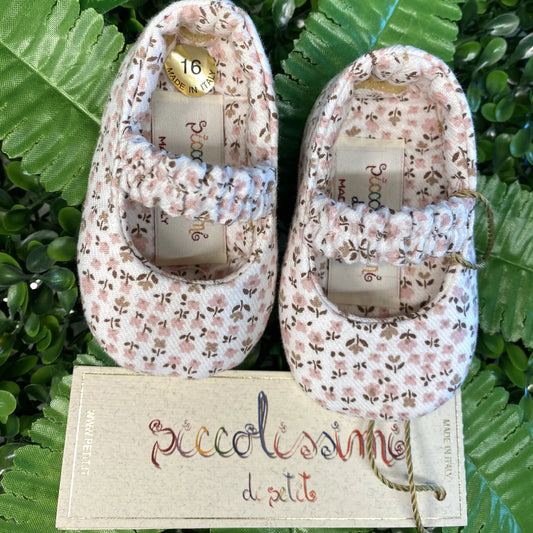 Scarpine da culla con fiorellini numero 16