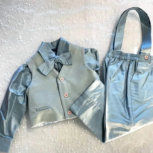 Set 3 Pezzi per cerimonia bambino: panciotto, pantaloni e camicia