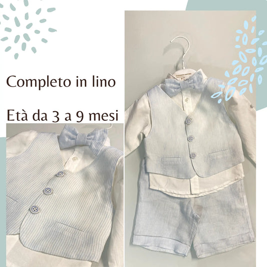 Vestito da battesimo in lino per bambino in outlet