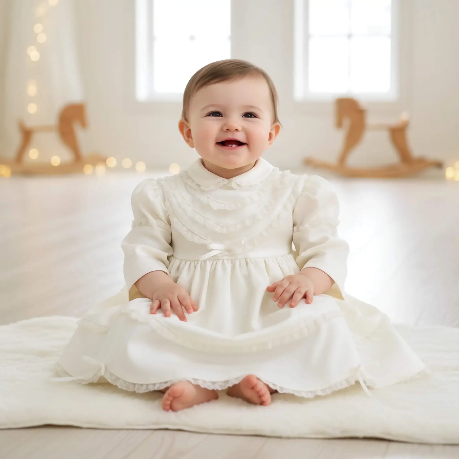 Abito romantico da battesimo in outlet