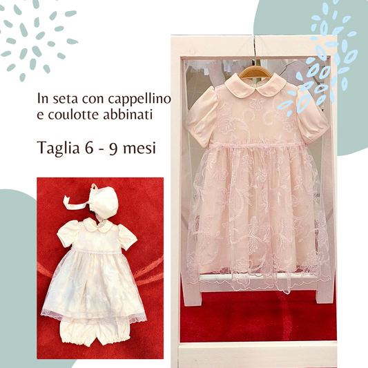 Abito da battesimo romantico estivo rosa per bambina