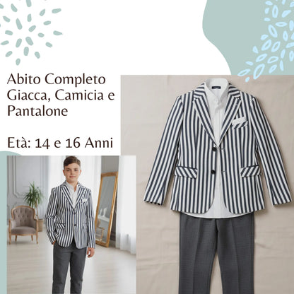 Completo elegante a righe per ragazzo in outlet